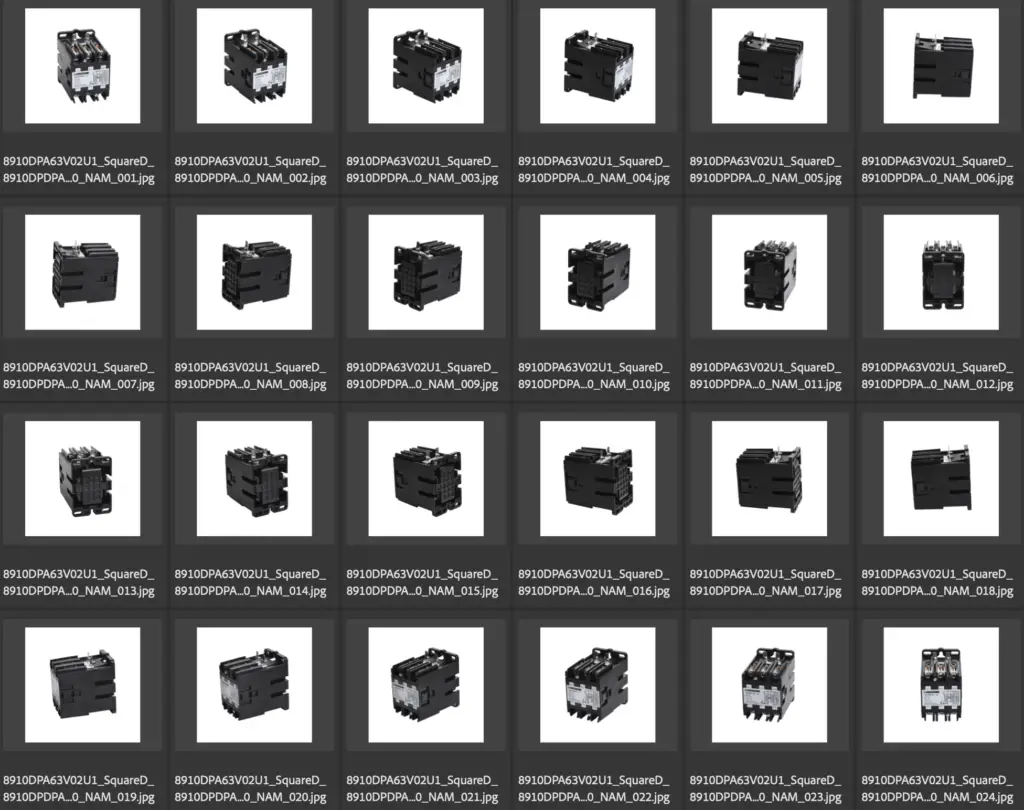 Grid of 24 images showing the rotation sequence used for 360 degree product photography